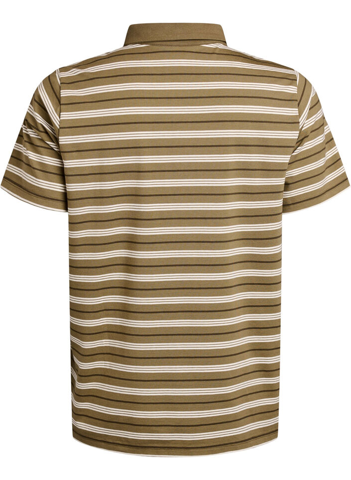 Gestreepte poloshirt met korte mouwen, Groen, Packshot image number 1