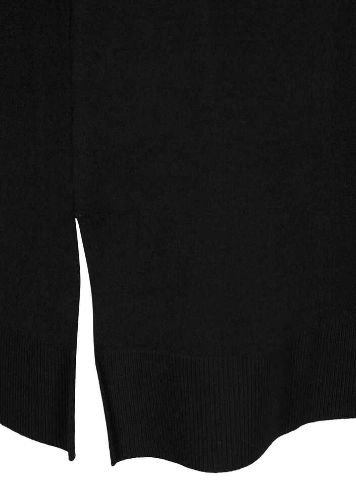 Robe en maille avec col rond &agrave; fente, Noir, Packshot image number 3