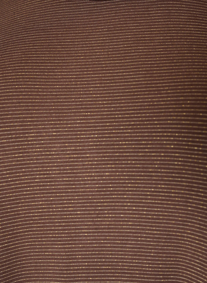 Viscose T-shirt met glitterstrepen, Bruin, Packshot image number 2