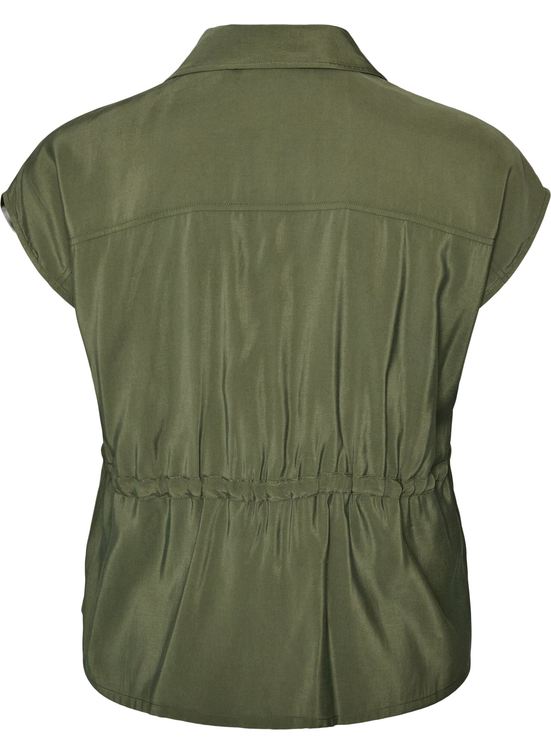 ZizziGilet en modal avec fermeture &eacute;clair et ceinture &agrave; nouer, Vert, Packshot image number 1