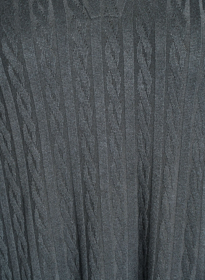 Jurk met kabelstructuur en V-hals, Groen, Packshot image number 2