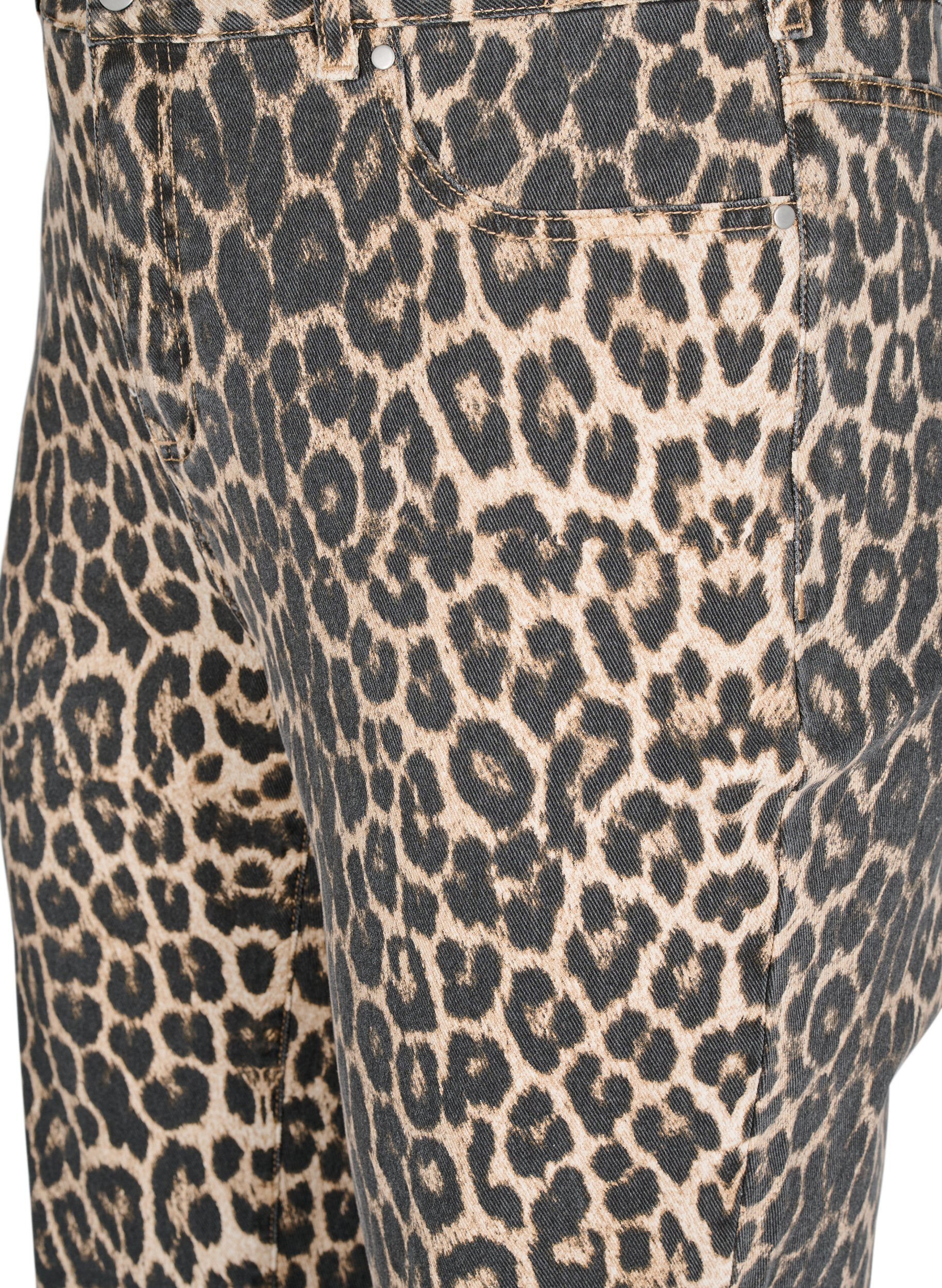 ZizziStraight-fit jeans met zebraprint, Bruin, Packshot image number 2
