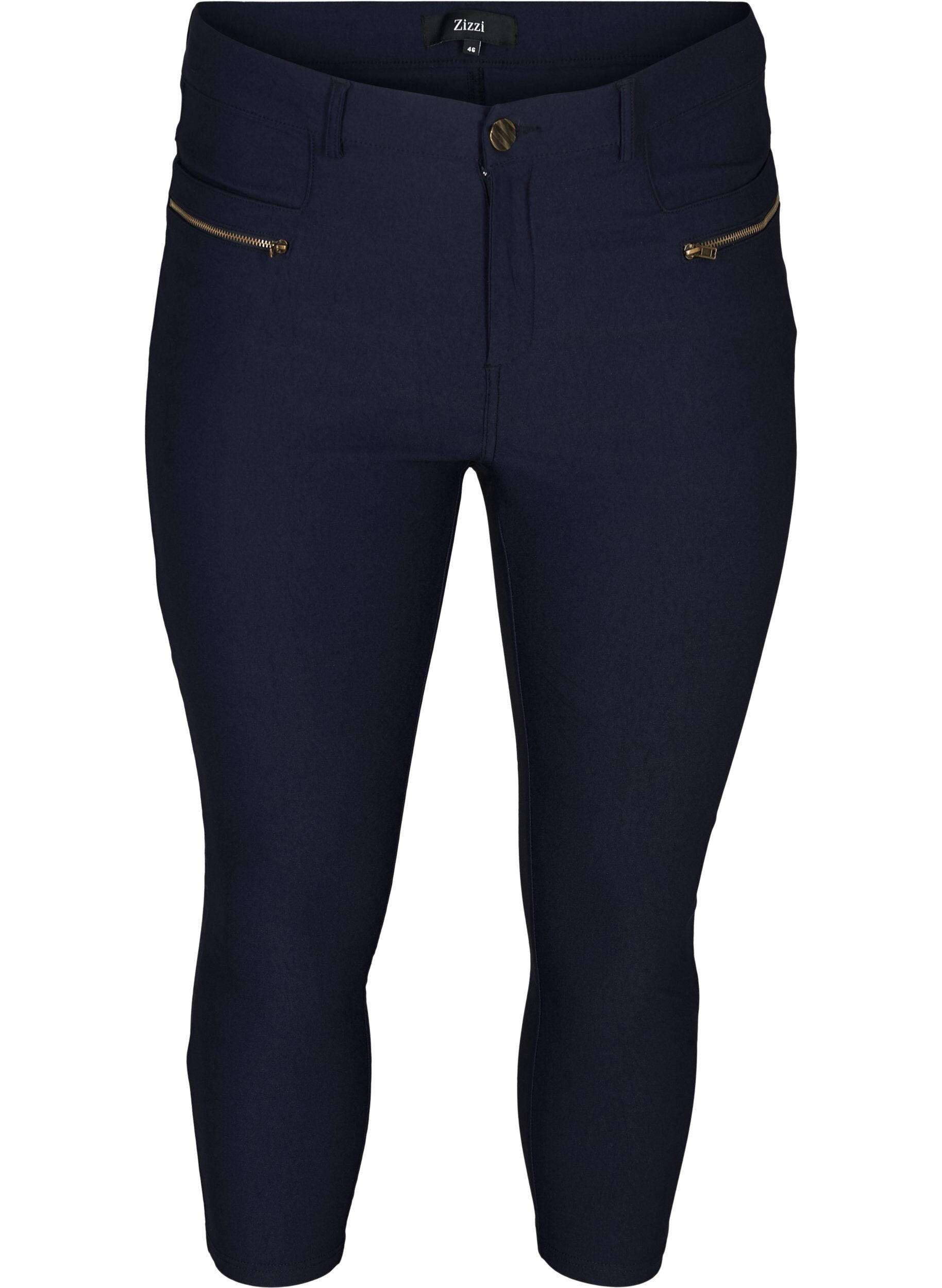 ZizziNauwsluitende capri broek in viscosemix, Blauw, Packshot image number 0