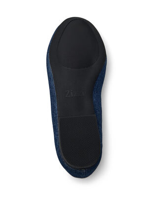 ZizziWide fit - Denim ballerina met strik, Dark Blue Denim, Packshot image number 4