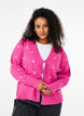 Gebreid cardigan met strikdetails en borduurwerk, Raspberry Rose Comb, Model image number 0