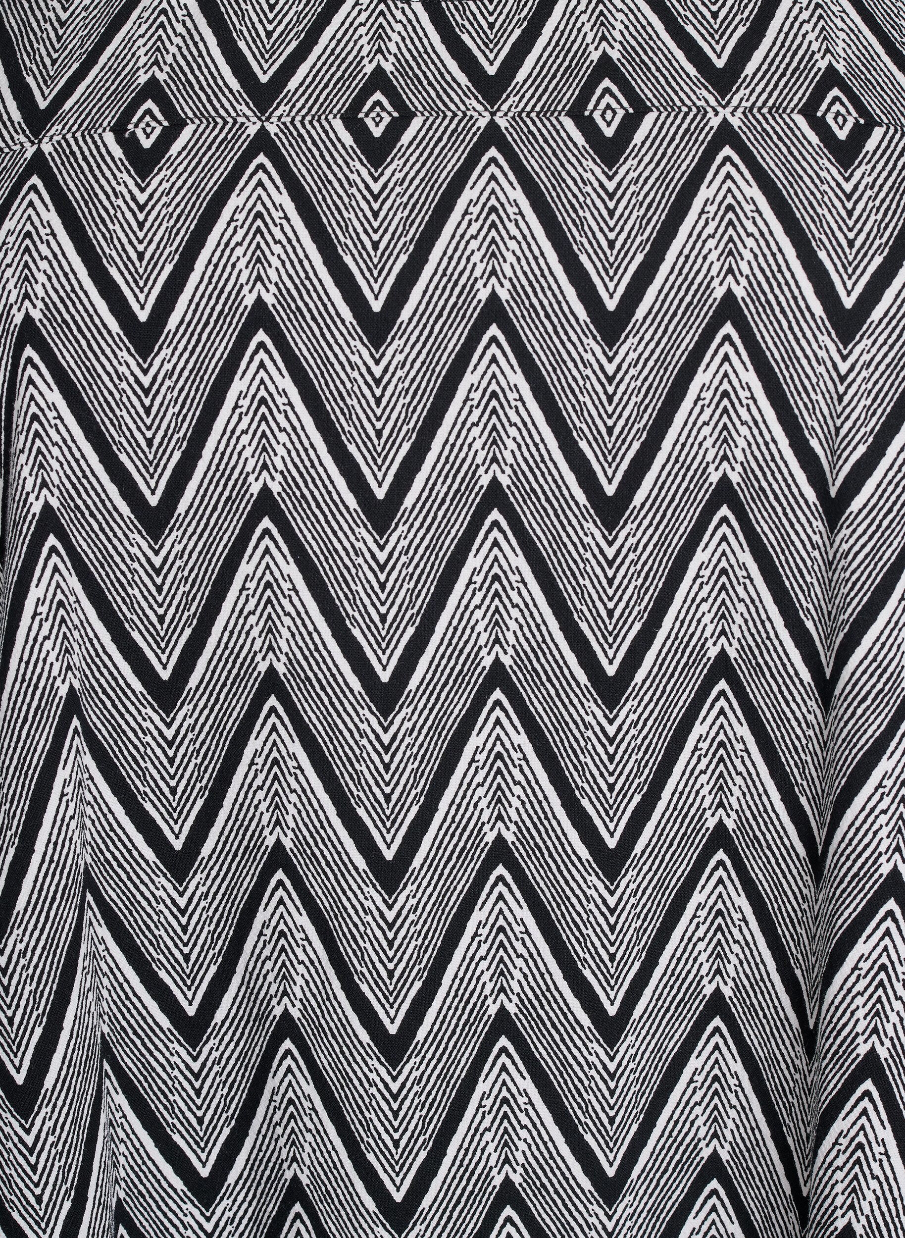 ZizziKatoenen jurk met korte mouwen en print, Zwart, Packshot image number 2