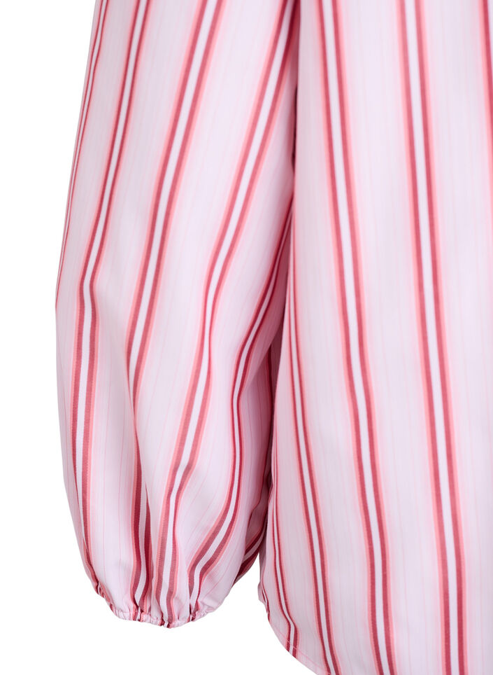 Los shirt met strepen en lange mouwen, Pink stripe, Packshot