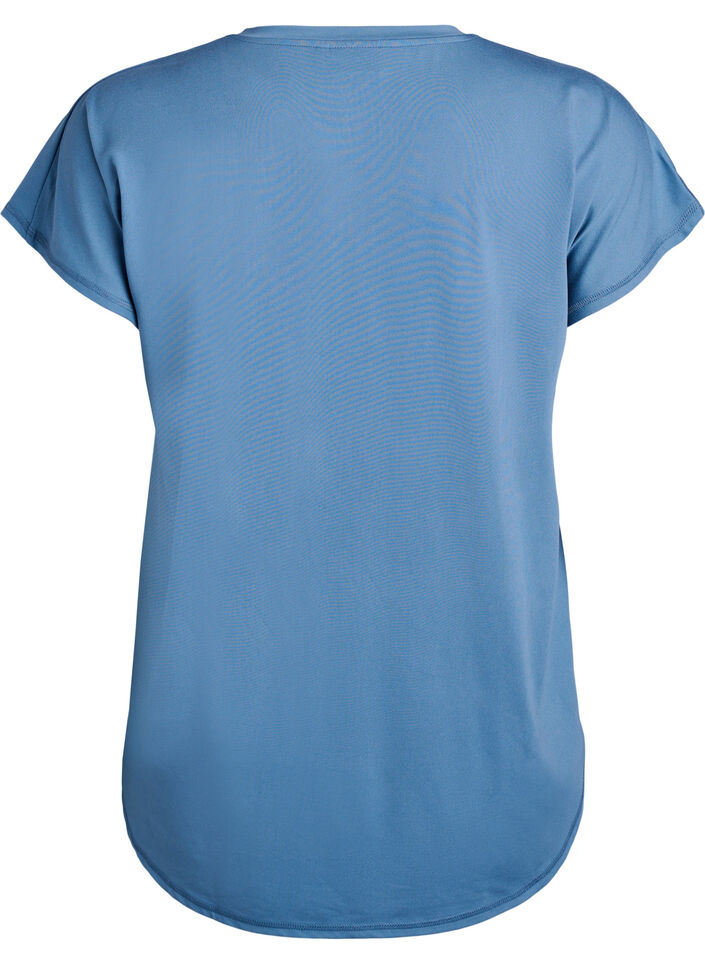 T-shirt met korte mouwen voor workouts en V-hals, Blauw, Packshot image number 1