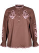 Blouse met borduursels en ruches details, Bruin, Packshot image number 0
