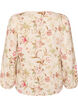 Gebloemde blouse van linnen en viscose met lange mouwen, Vanille, Packshot image number 1