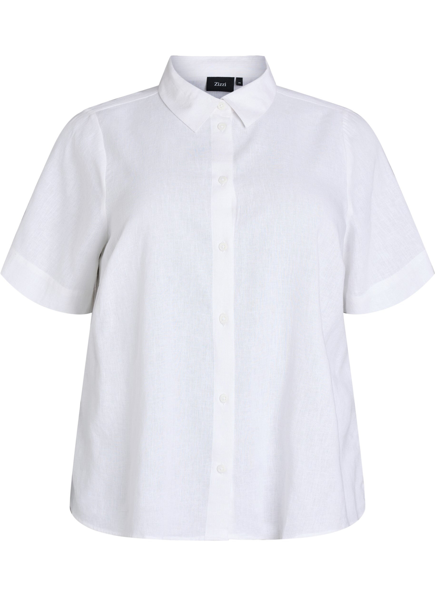 Shirt met korte mouwen in linnen en viscose