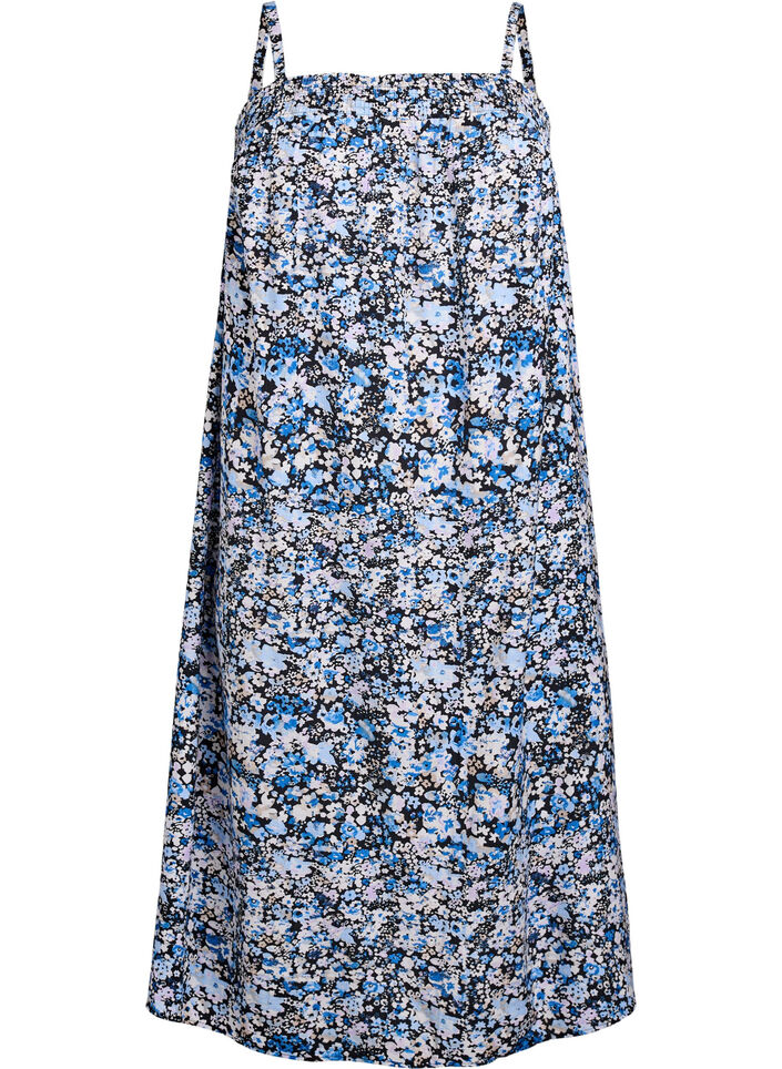 Midi slip jurk van viscose, Zwart, Packshot image number 0