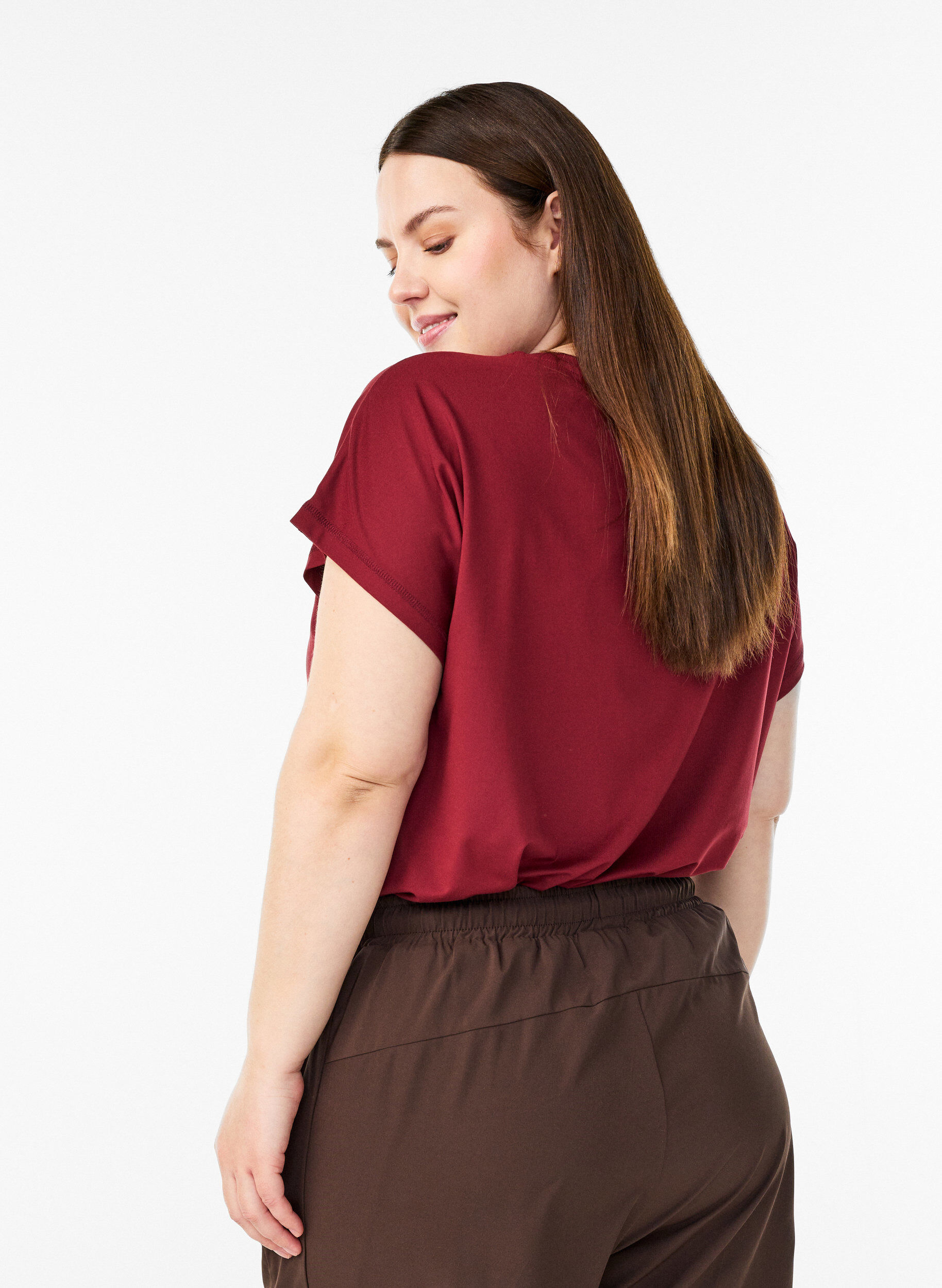 ZizziEffen gekleurd trainingsshirt, Rood, Model image number 2