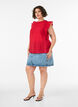 Blouse met textuur en ruches zonder mouwen, Rood, Model image number 1