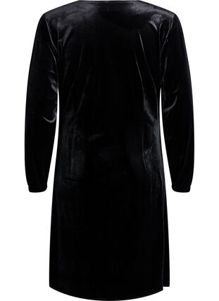 ZizziKorte velours jurk met wikkel-effect, Zwart, Packshot image number 1