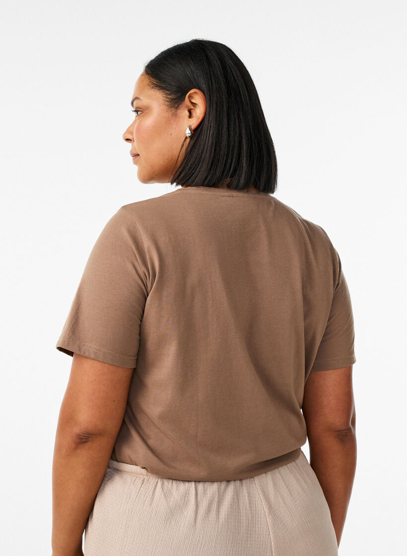 T-shirt imprim&eacute;, Marron, Model image number 2