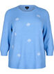 Gebreide blouse met bloemen en 3/4 mouwen, Della R. Blue Mel., Packshot image number 0