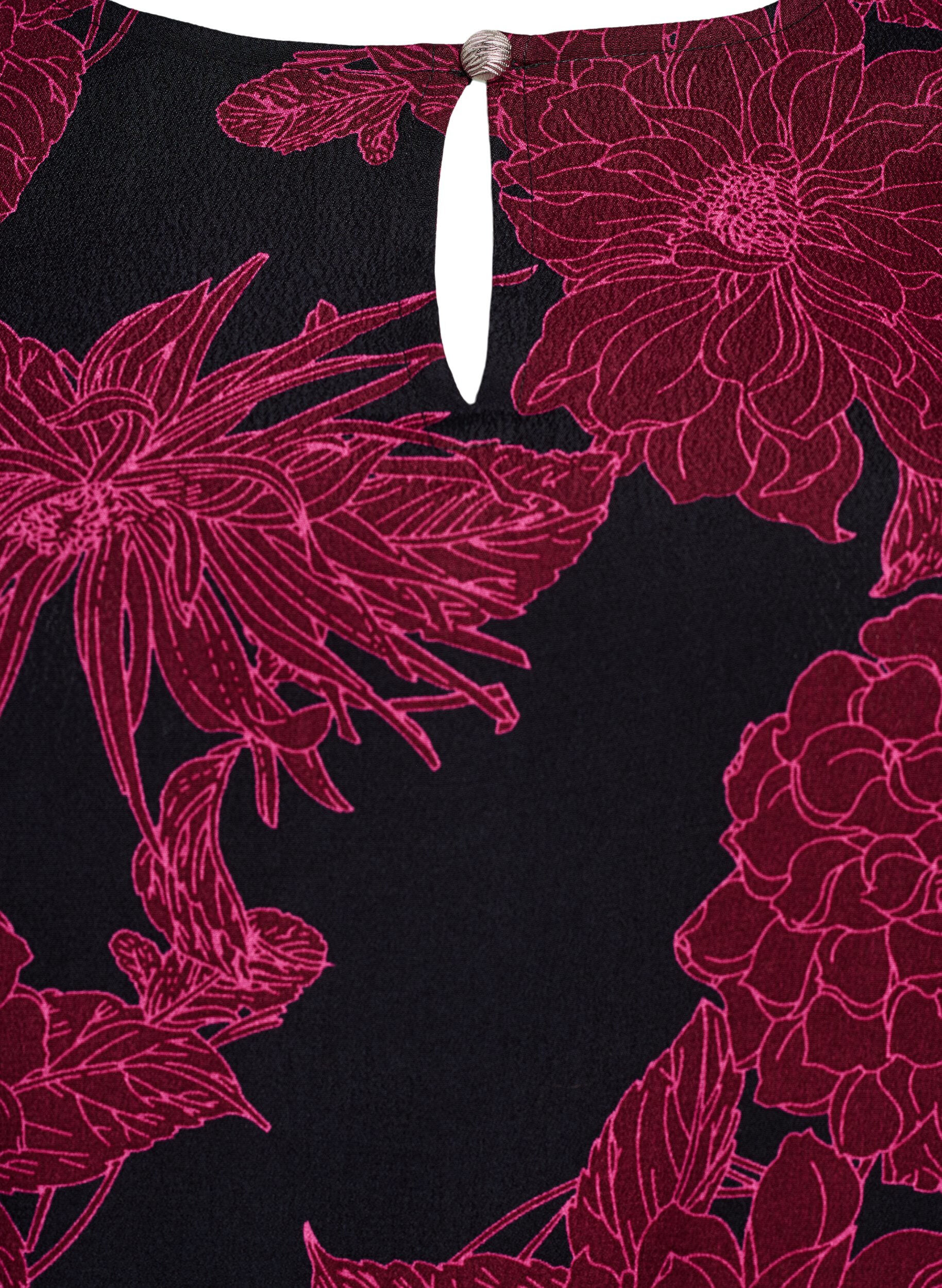 ZizziViscose blouse met bloemenprint en smockwerk, Donker Bordeaux, Packshot image number 2