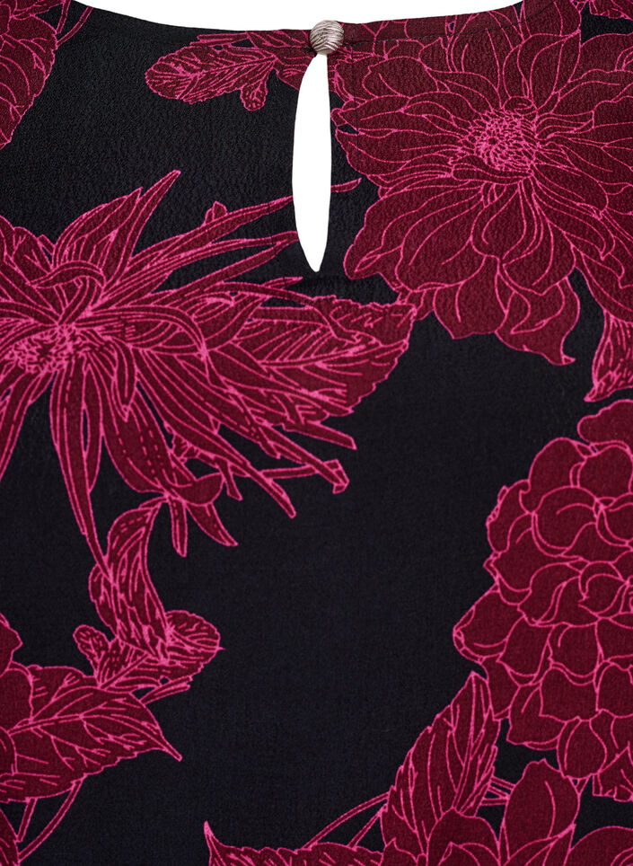 Viscose blouse met bloemenprint en smockwerk, Donker Bordeaux, Packshot image number 2