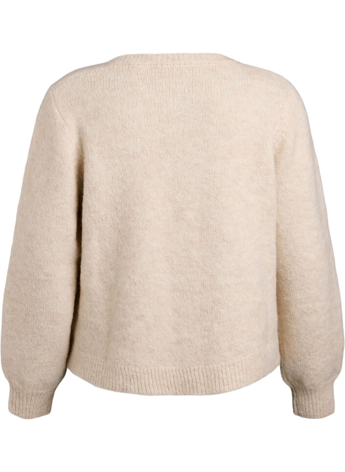Cardigan met wol en alpaca en decoratieve knopen, Beige, Packshot image number 1