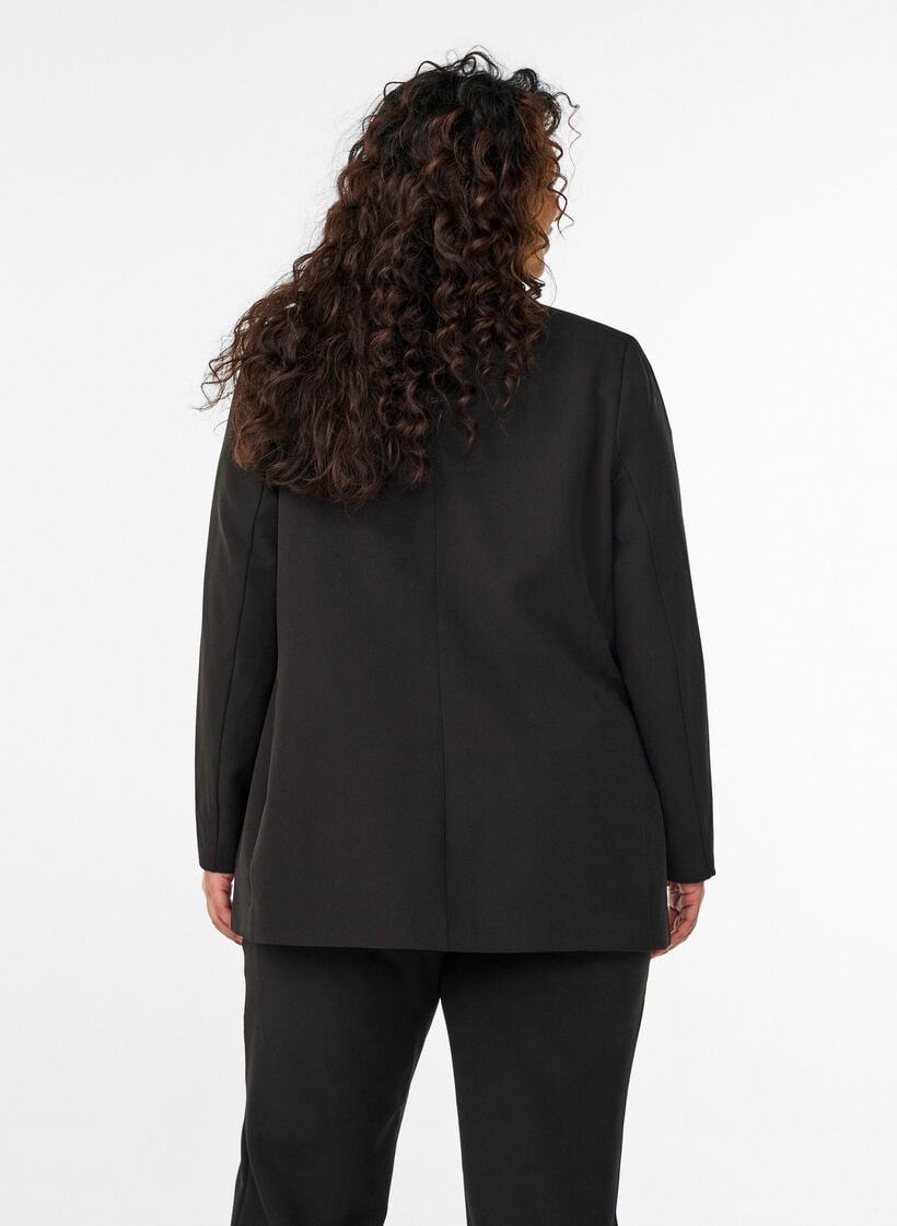 Klassieke blazer met knoopsluiting, Zwart, Model image number 2