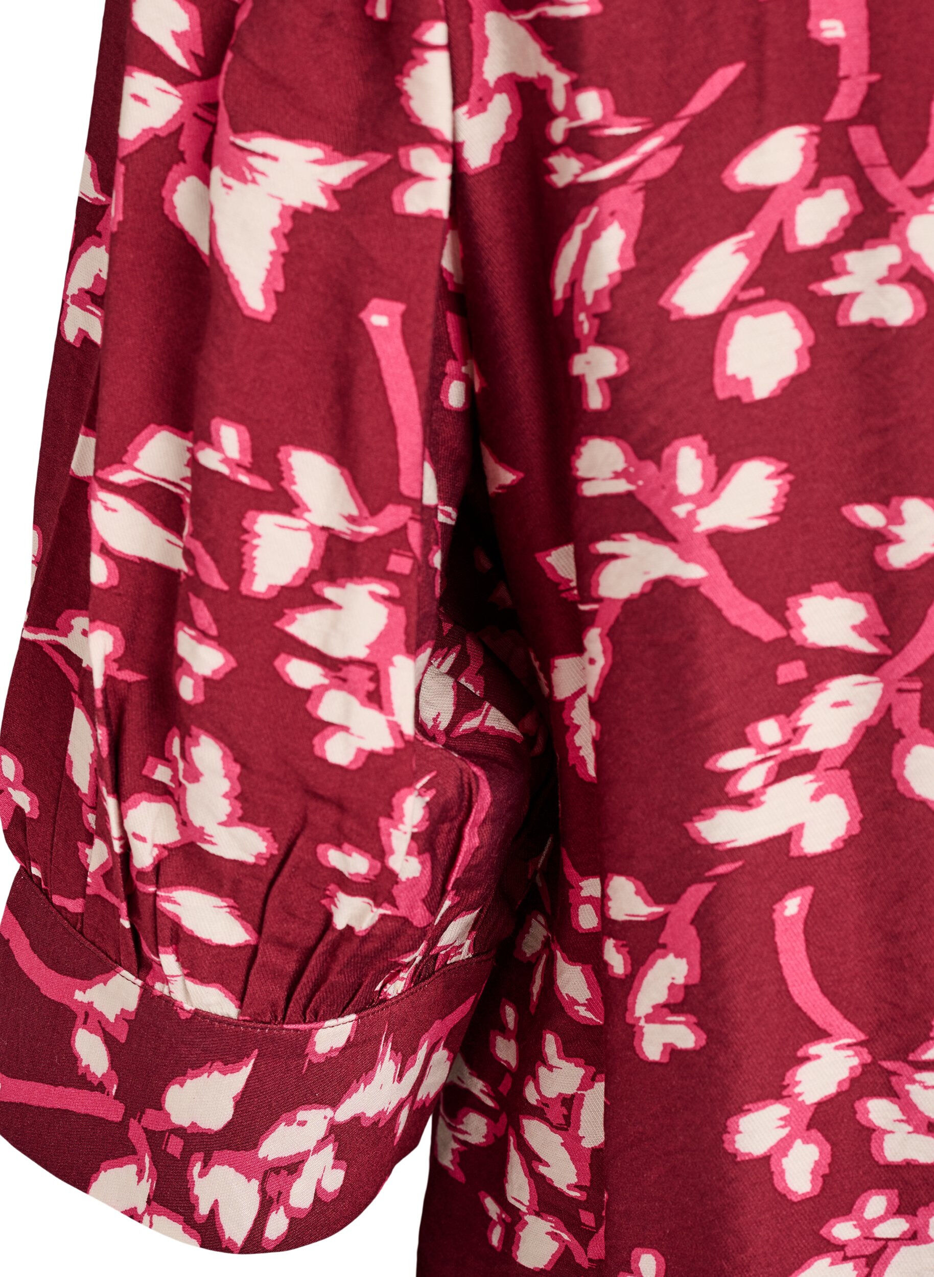 ZizziBlouse met V-hals en 3/4-mouwen, Rood, Packshot image number 3