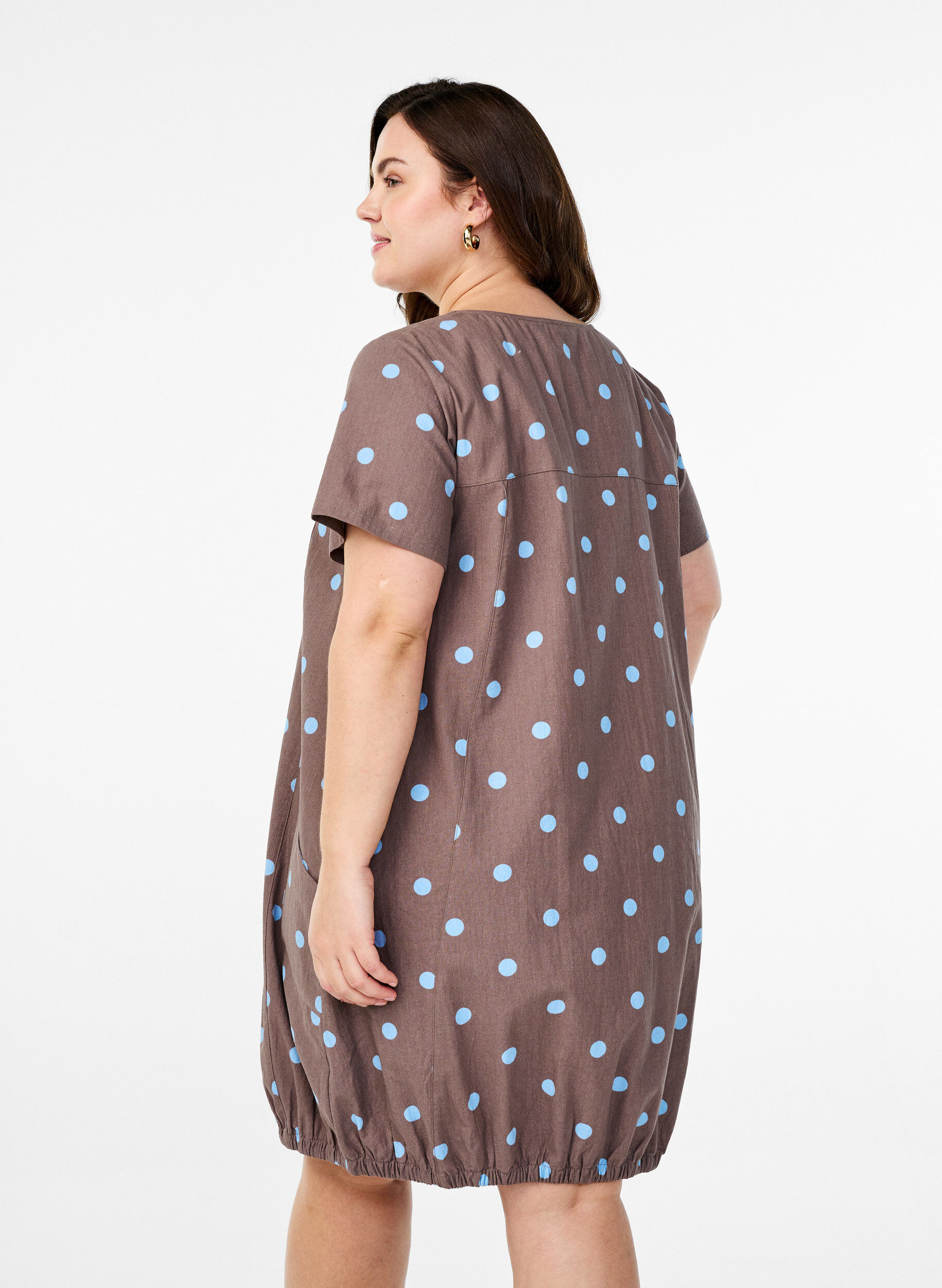 ZizziKatoenen jurk met korte mouwen en print, Blauw, Model image number 2