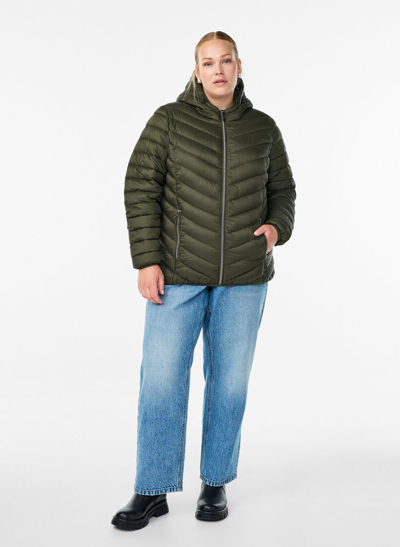 Lichtgewicht jas met capuchon, Groen, Model image number 1