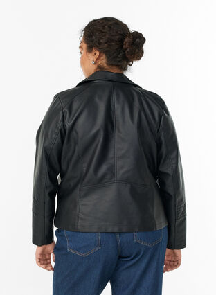 ZizziImitatie leren bikerjas, Zwart, Model image number 2