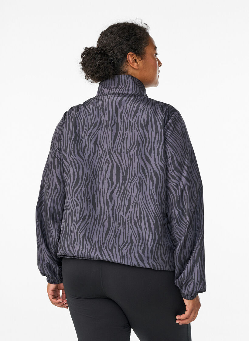 Runningjack met hoge hals en verstelbare zoom, Grey Zebra AOP, Model