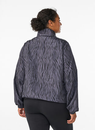 ZizziRunningjack met hoge hals en verstelbare zoom, Grey Zebra AOP, Model image number 1