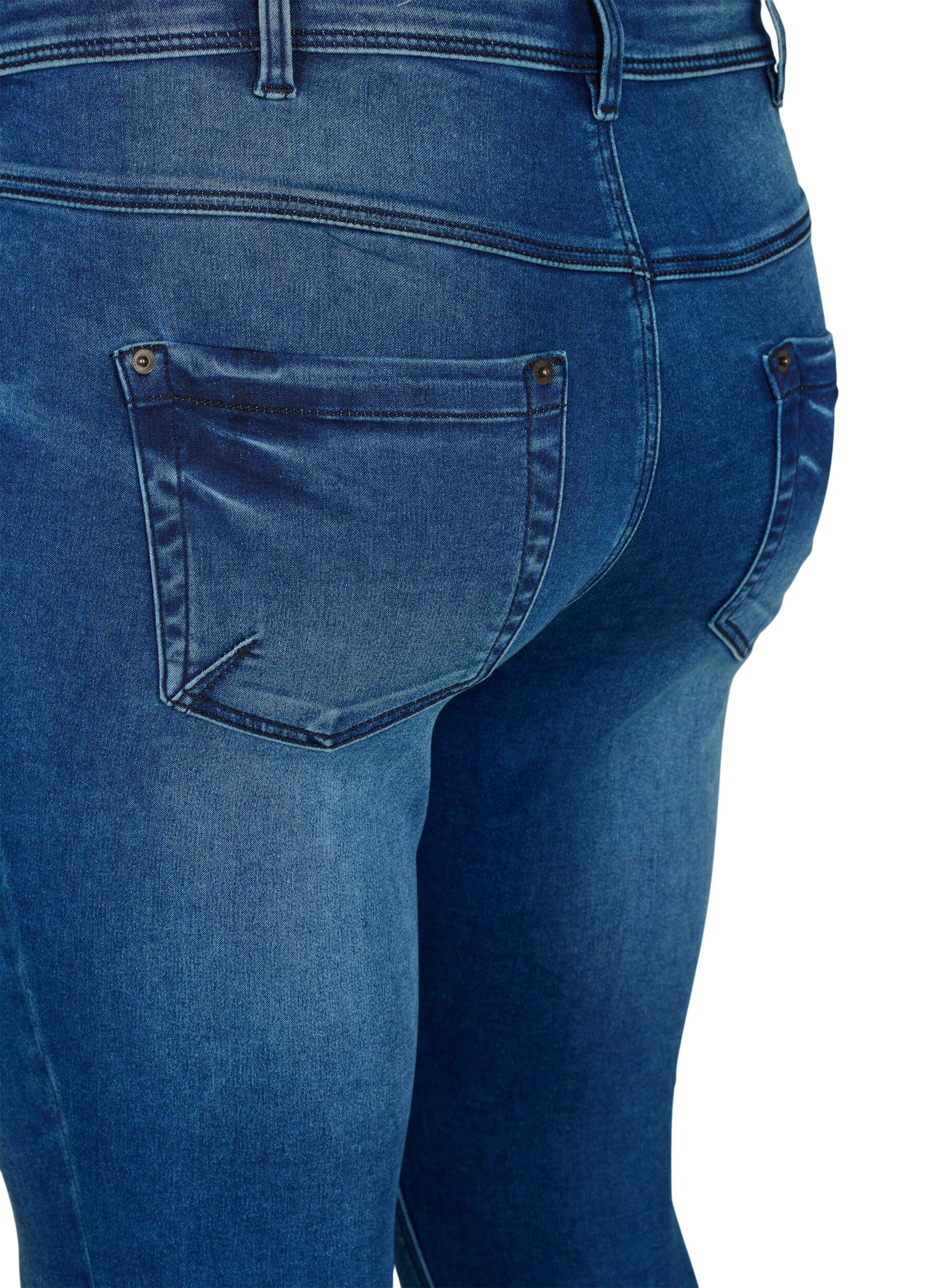 ZizziGecropte Amy jeans met ritssluiting details, Blauw, Packshot image number 1