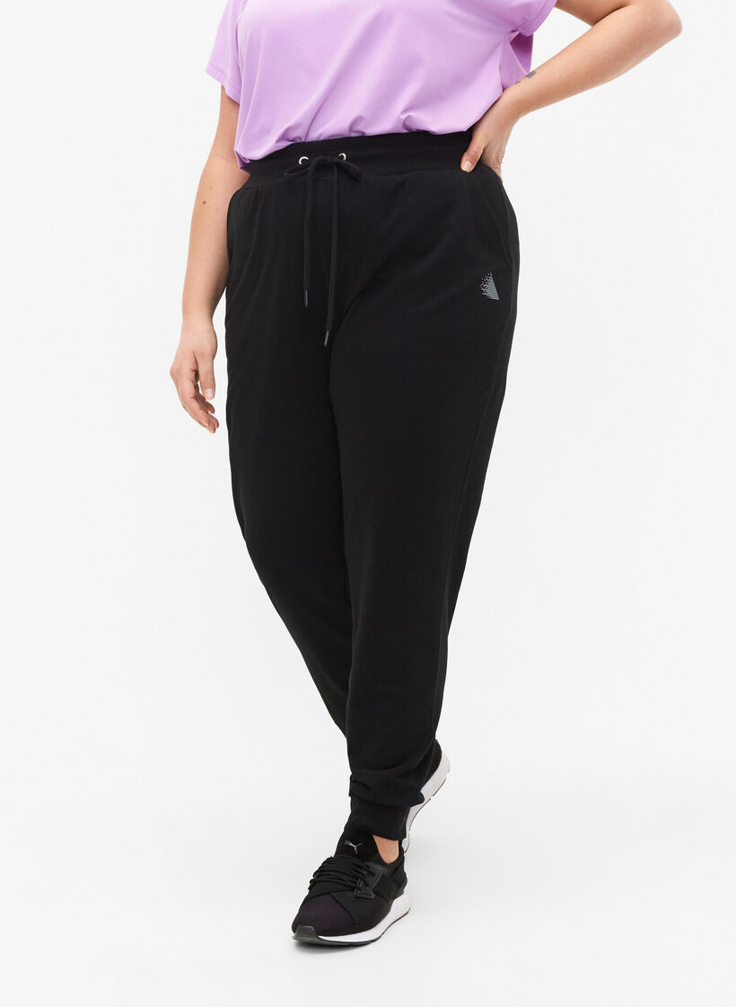 Losse trainingsbroek met zakken, Zwart, Model image number 3