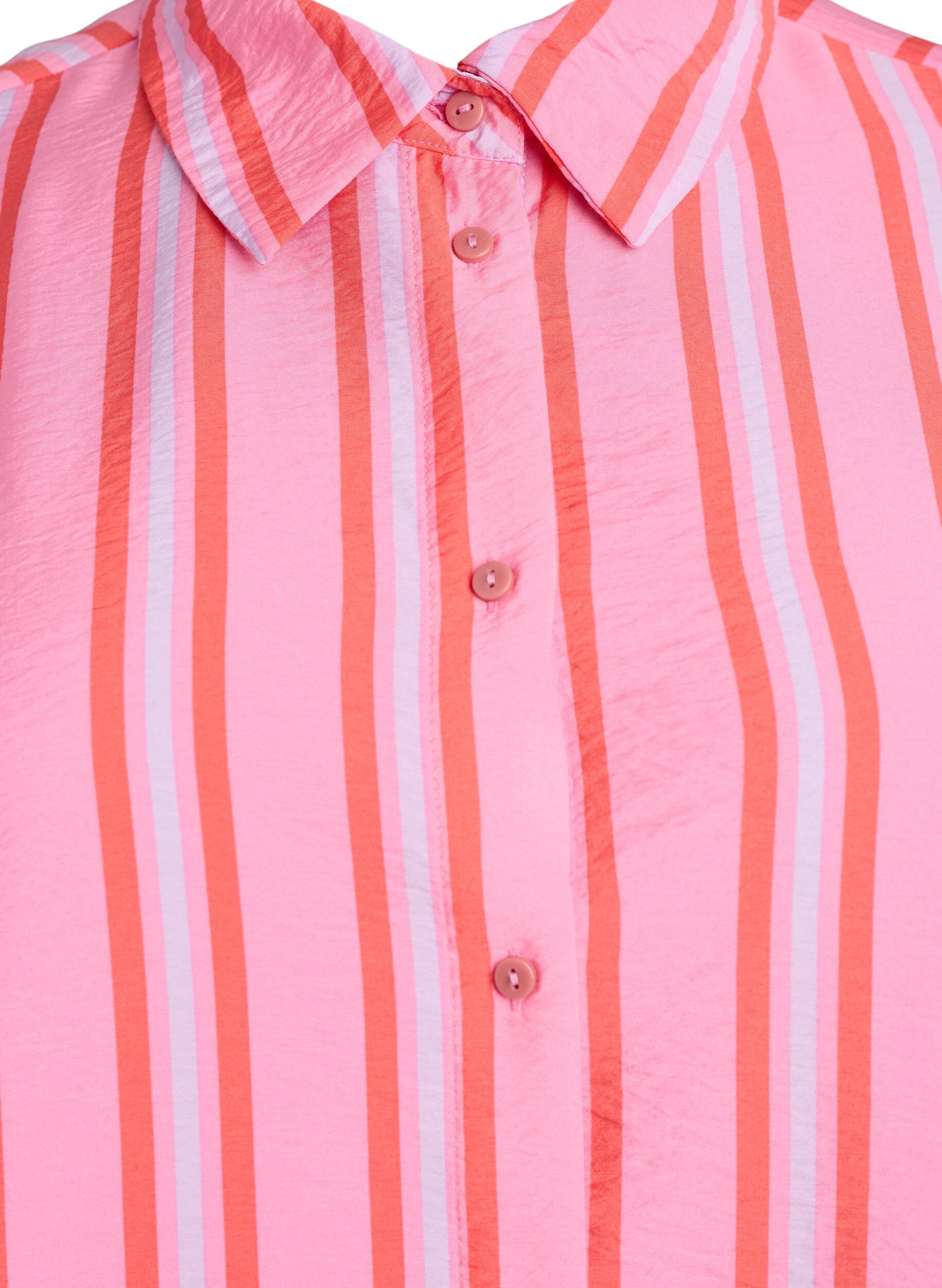 ZizziChemise &agrave; rayures en viscose &agrave; manches courtes, Rose, Packshot image number 2