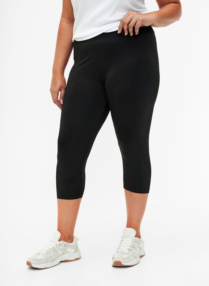 2-pack leggings met 3/4 lengte, Zwart, Model image number 0