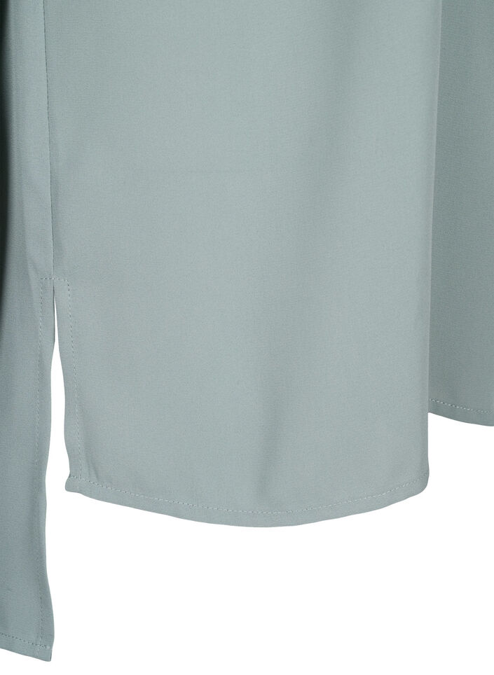 Effen shirt met V-hals, Chinois Green, Packshot image number 3