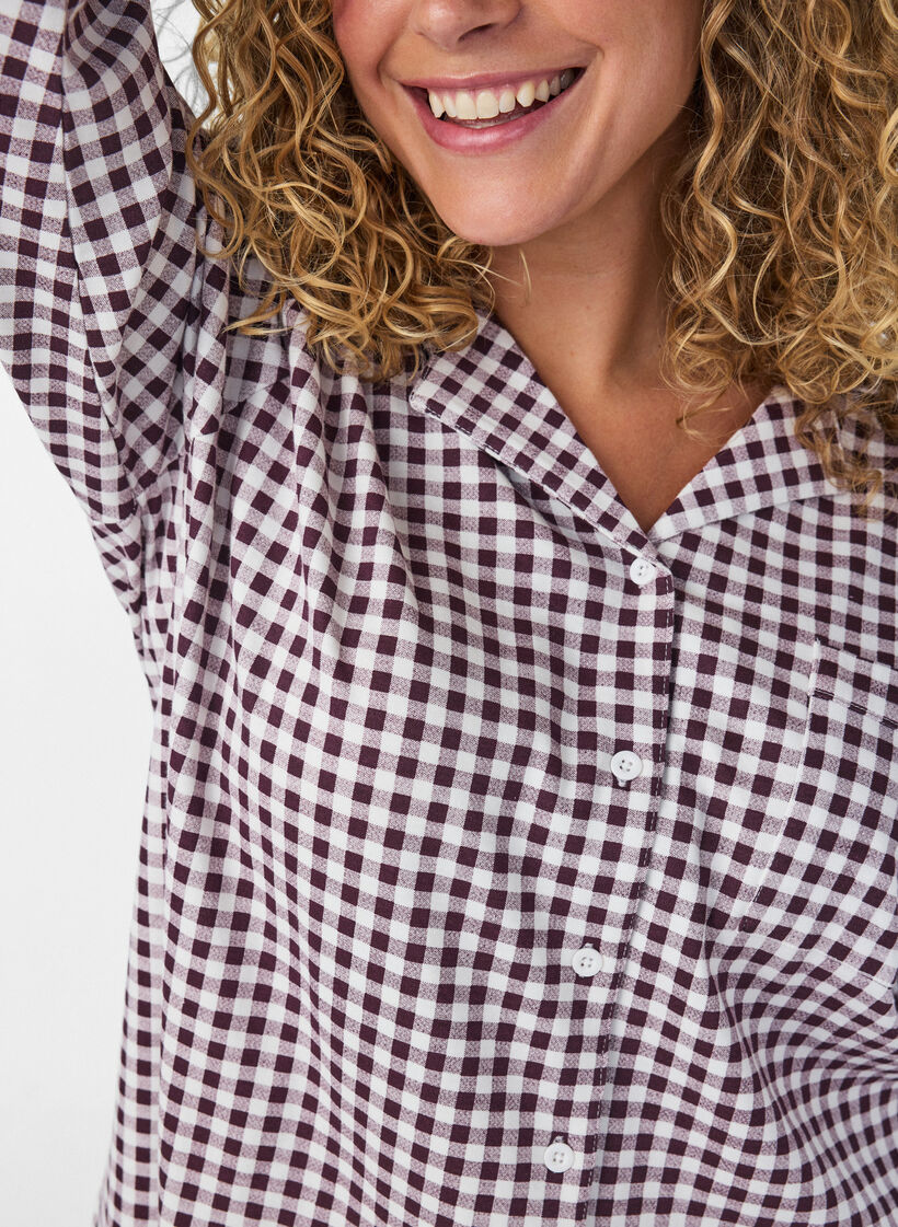 Katoenen pyjamashirt met borstzak, Rood, Model image number 3