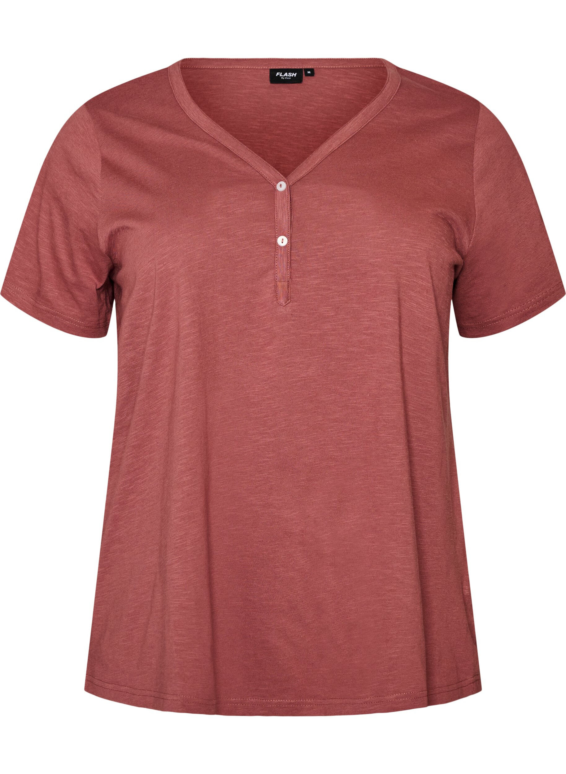 ZizziT-shirt met knoopdetail, Bruin, Packshot image number 0