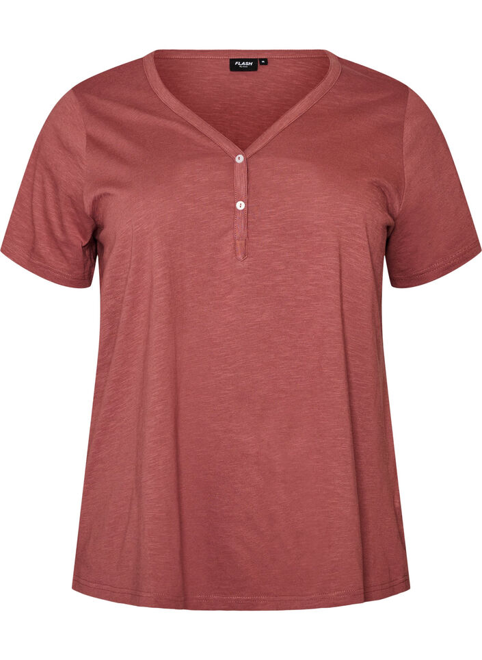 T-shirt met knoopdetail, Bruin, Packshot image number 0