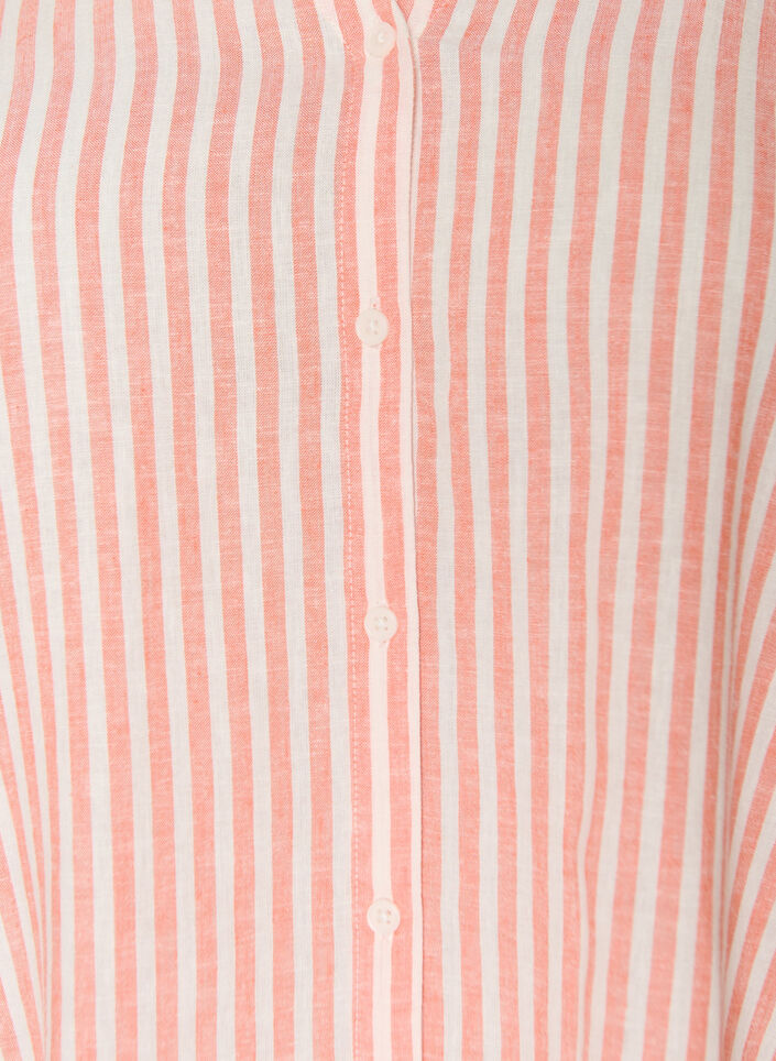 Blouse in linnen en viscose met V-hals, Oranje, Packshot image number 2