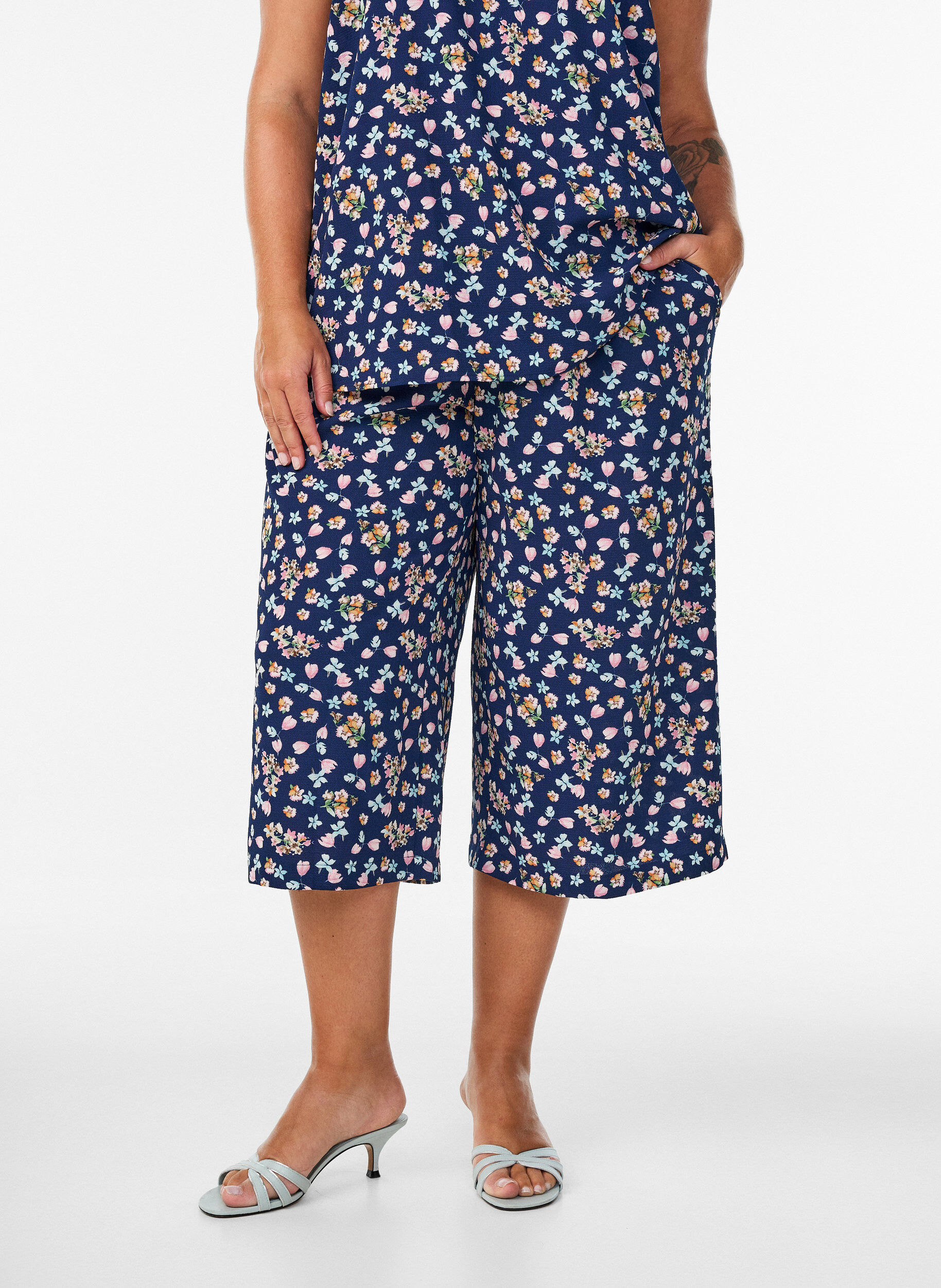 ZizziCulottebroek met print, Blauw, Model image number 2