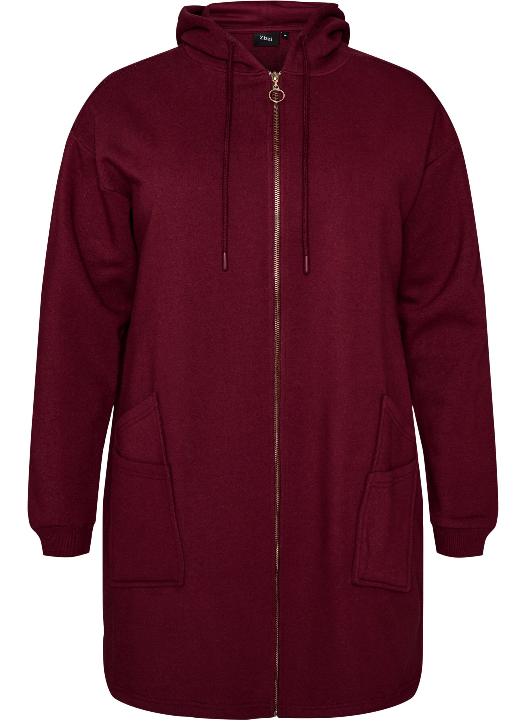Lang vest met capuchon en ritssluiting