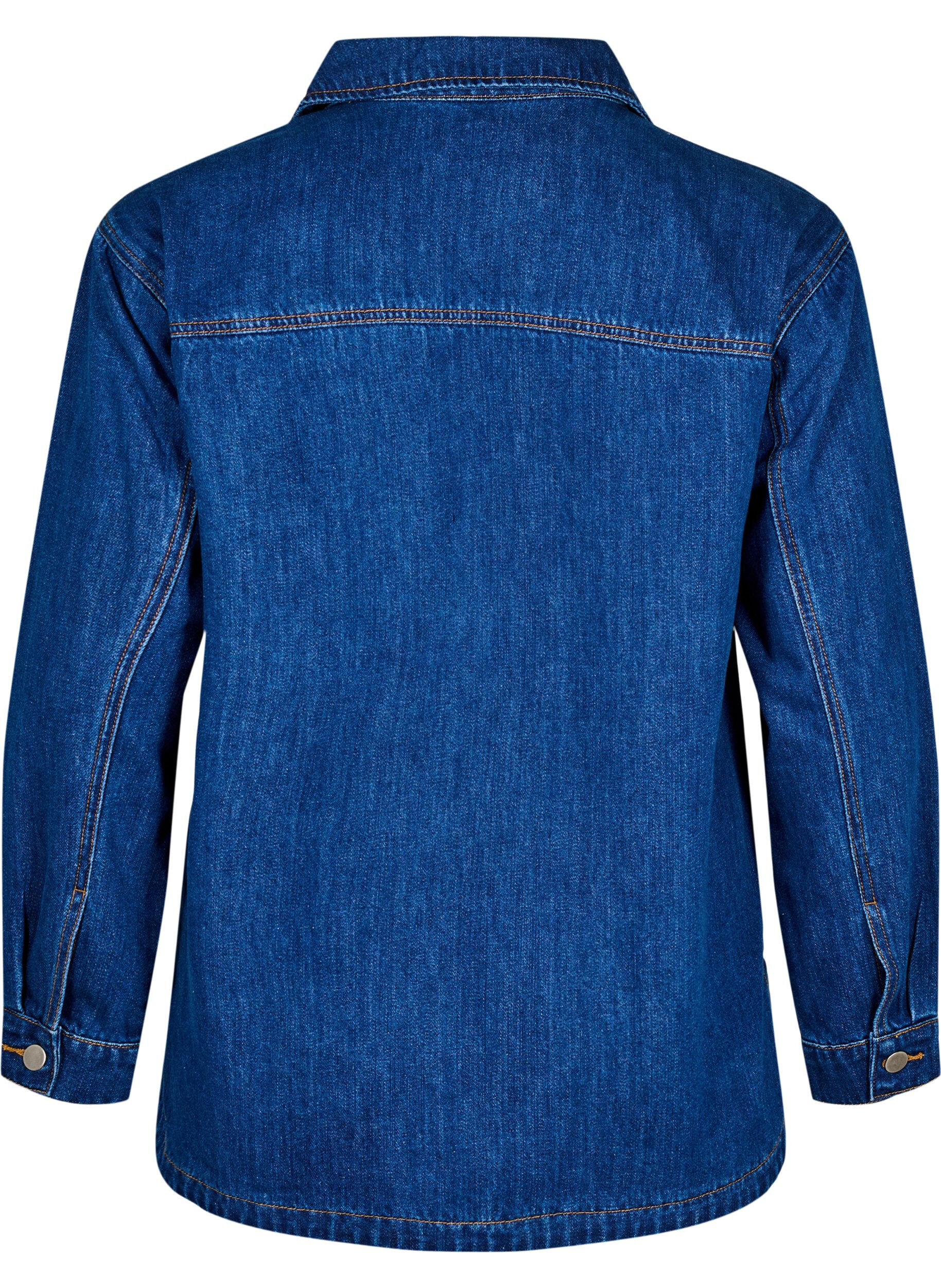 ZizziDenim blouse met kraag, Unwashed, Packshot image number 1