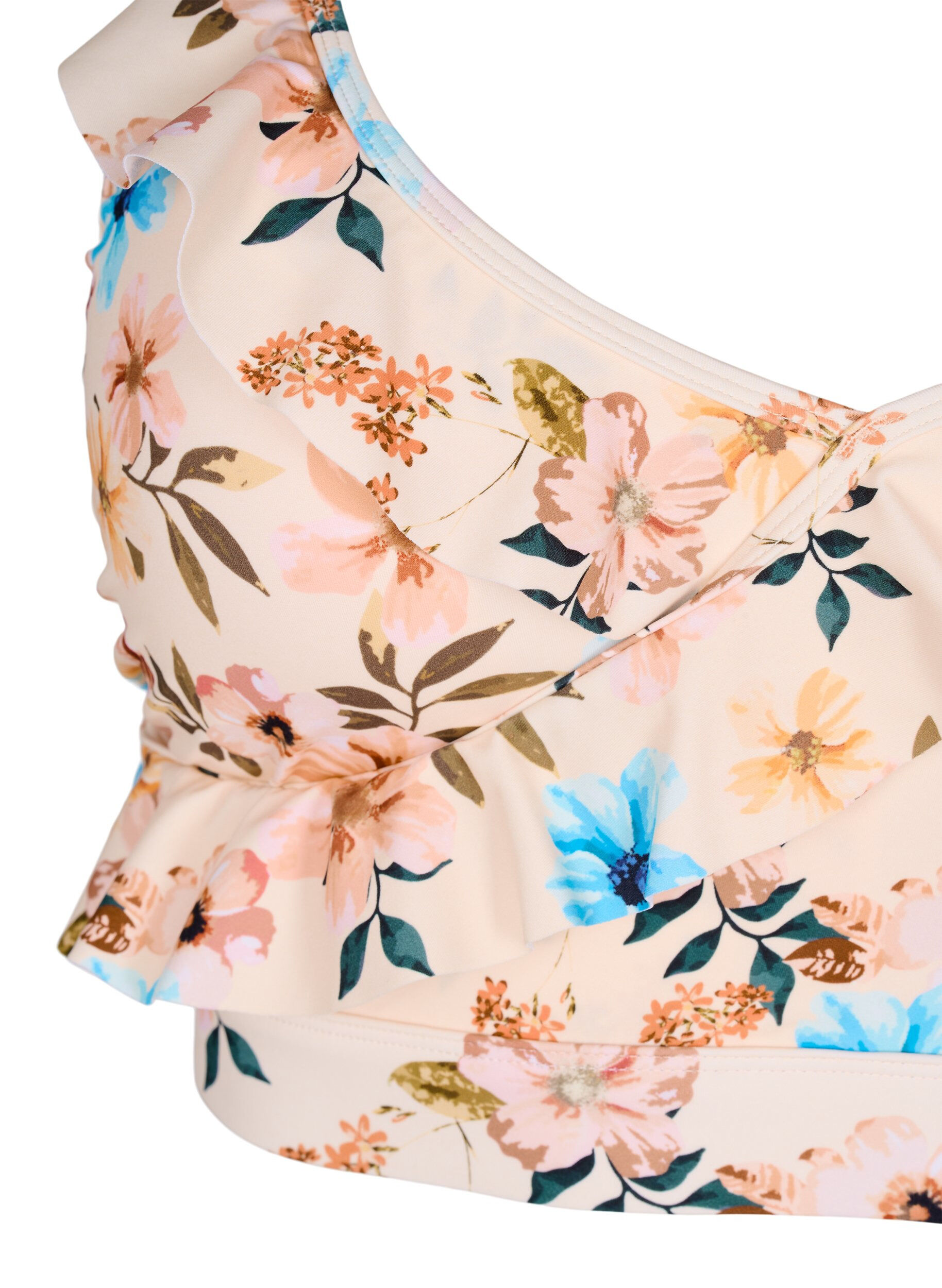 ZizziBloemen bikinitop met ruches, Beige, Packshot image number 2