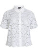 Kanten shirt blouse met parelknopen, Wit, Packshot image number 0