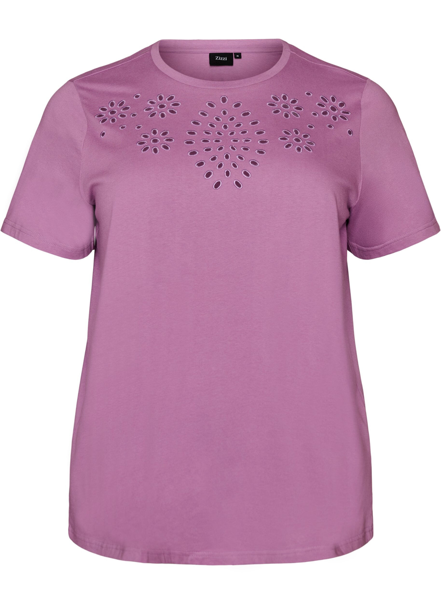 T-shirt van biologisch katoen met open broderie