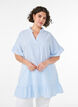 Katoenen tuniek met strepen en ruchesdetails, Blauw, Model image number 0
