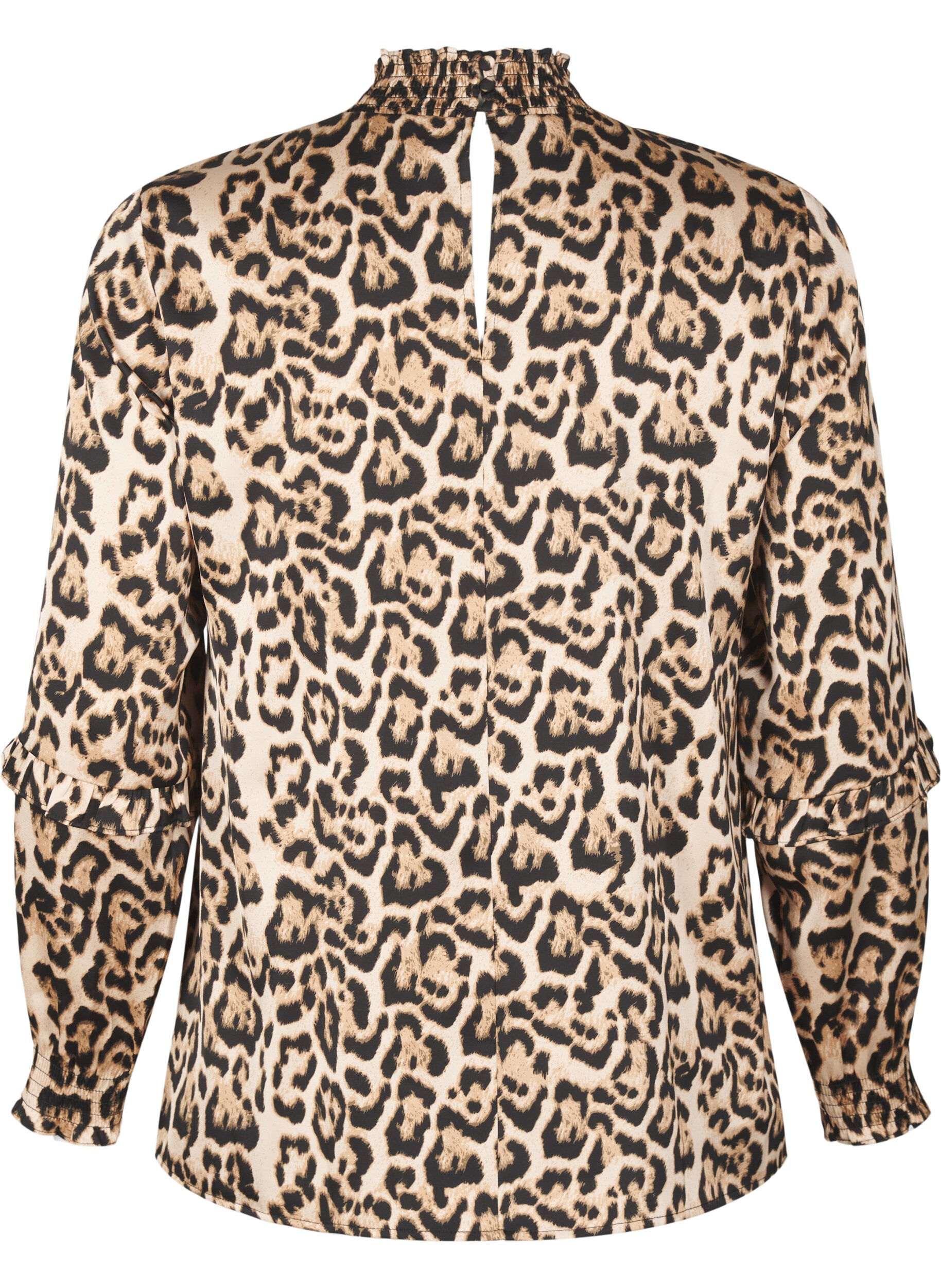 ZizziGerimpelde blouse met luipaardprint, Bruin, Packshot image number 1