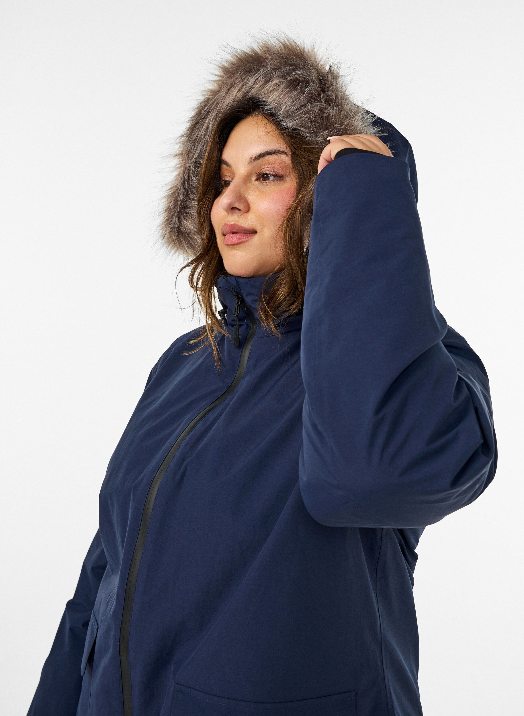ZizziWaterdichte parka met capuchon, Blauw, Model image number 3