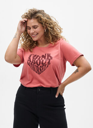 ZizziFLASH - T-shirt met motief, Faded Rose Think, Model image number 0